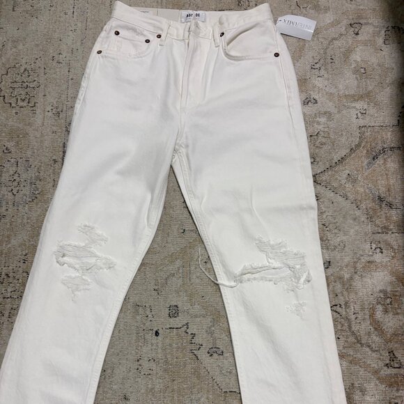 Agolde White Riley high rise straight Denim - Size 25 - Picture 1 of 5